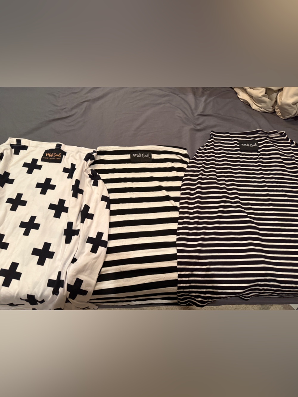 Set of 3 Milk Snob breast-feeding shopping cart car seat covers. Including luxe!